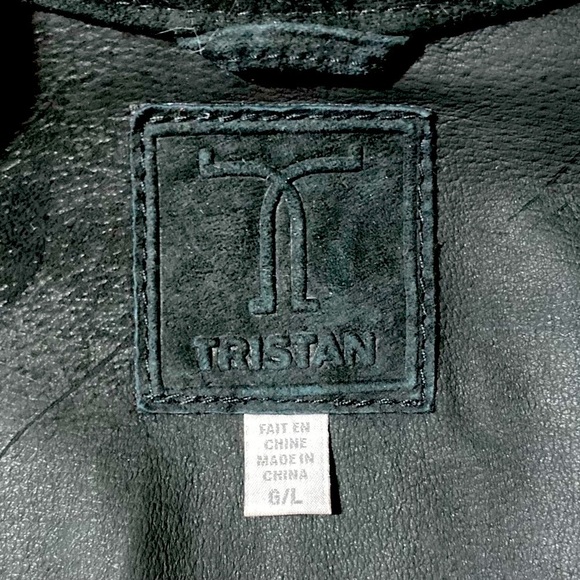 Tristan Black Suede Leather Button Down Jacket / Dress / Tunic / Shirt - Size L - Picture 9 of 12